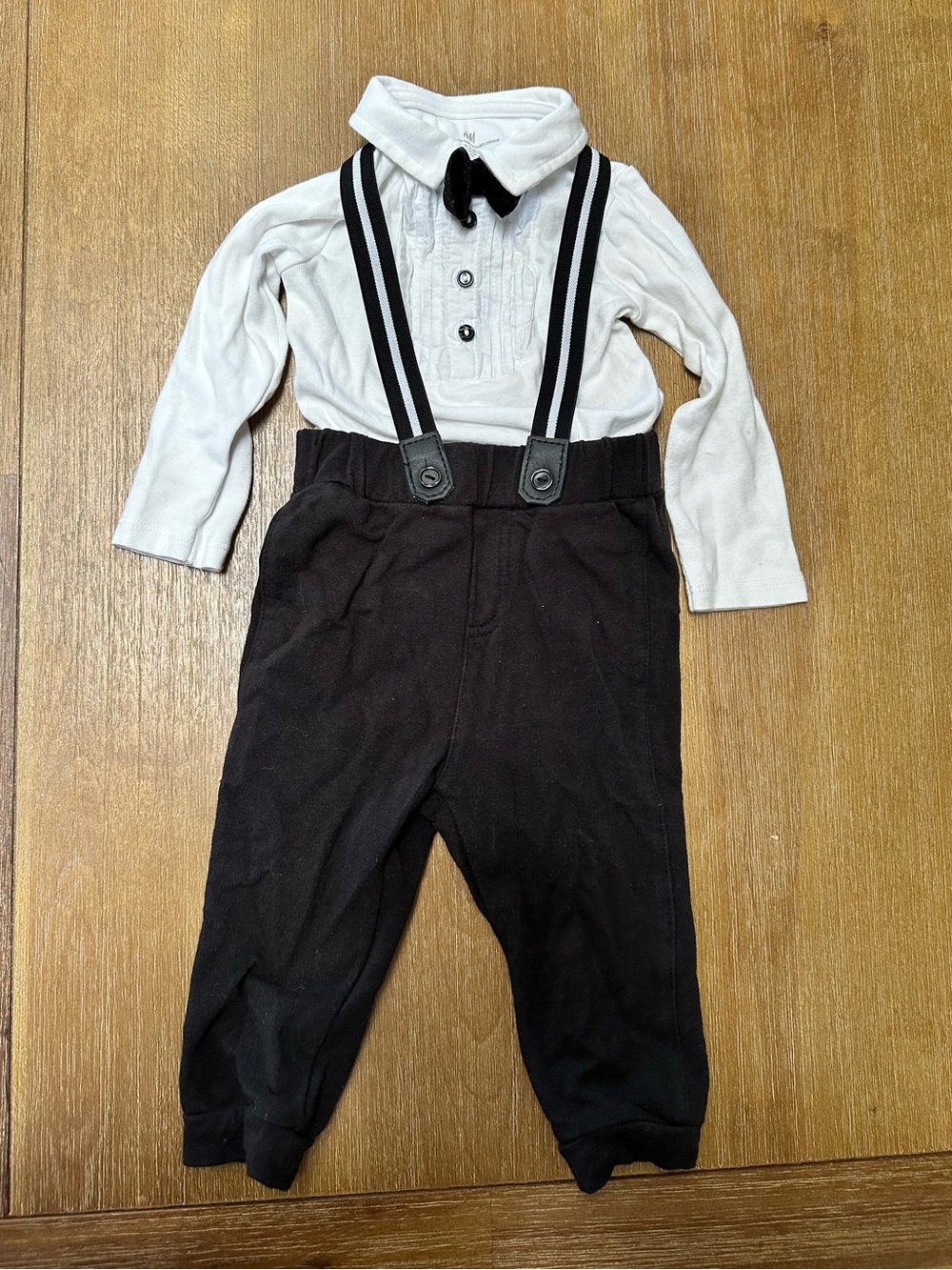 Baby White & Black Tuxedo Dress Outfit